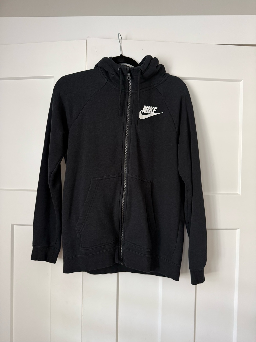 Nike Black Full-Zip Hoodie Jacket with White Logo